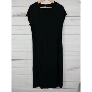 Motherhood Maternity‎ Ribbed Black Short Sleeve T-shirt Dress Midi Size Large